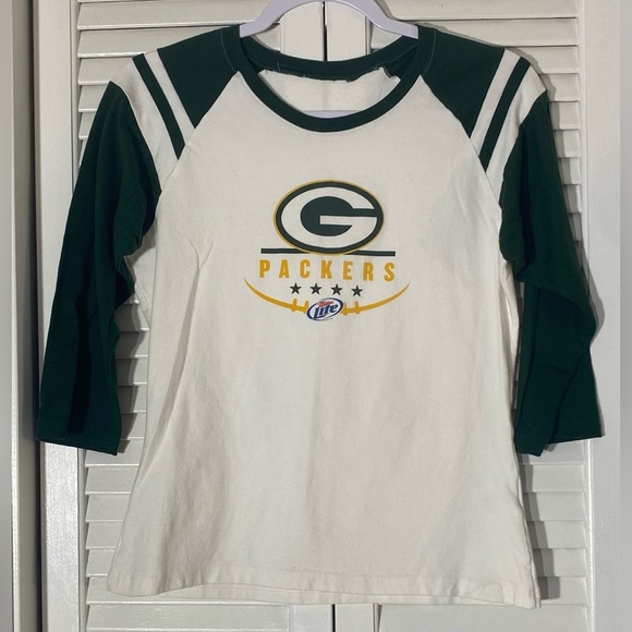 Green Bay Packers Miller Lite Jersey Style T-shirt, Size L, Augusta Sportswear - Picture 1 of 6